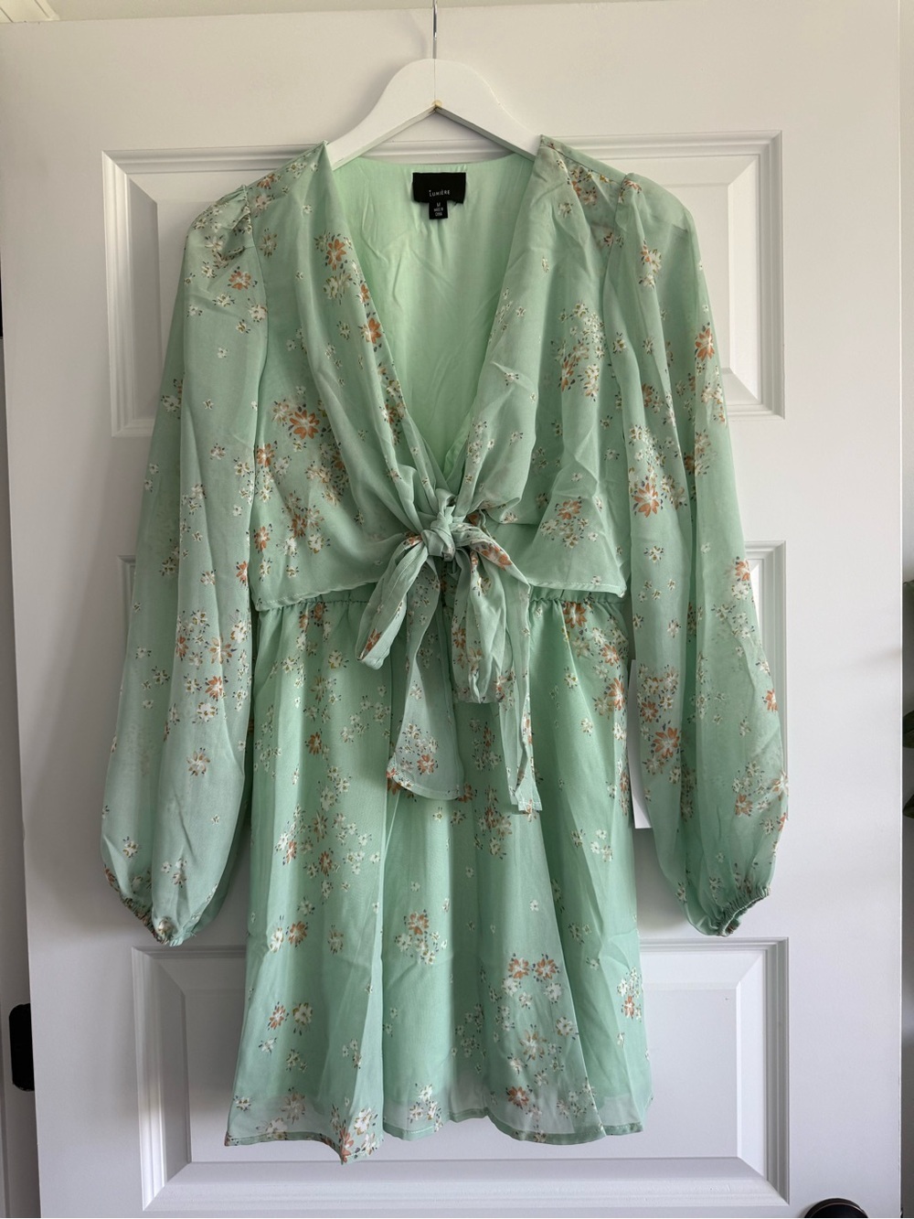NWT Lumiere Floral Tie Front Dress Mint Green